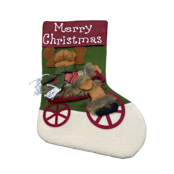 Christmas Stockings red cuff Merry Christmas plaid red green foe fur layer READ - Picture 2 of 8